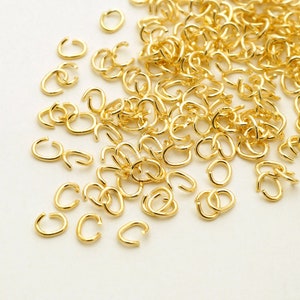 BS-005-GD / 10 Grams - 0.5mm Thin Wire Oval Jump Rings, Unsoldered, Small Oval Open Jump Rings, Gold Plated / 24 Gauge(0.5mm)