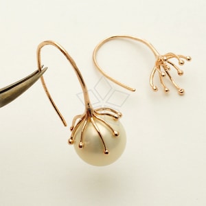 SI-671-RG / 2 Pcs - Modern Tentacle Hook Ear Wires, Artisan Design, Rose Gold Plated over 925 Sterling Silver / 26mm