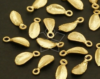 PD-197-MG / 4 stuks - Tiny Leaf Charm, Mini Leaf Hanger, DIY Sieraden Maken Bevindingen, Mat Verguld over Messing / 3x8mm