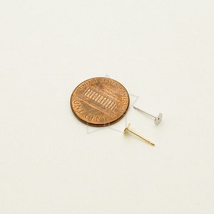SI-625-OR / 10 Pcs 4mm Flat Pad Earring Posts, Silver Plated over Brass Flat Pad with 925 Sterling Silver Post / 4mm image 2