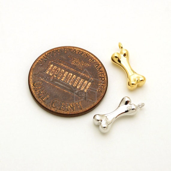 PD-2647-OR 2 Pcs Silver Plated over Brass 5mm x 1.50mm Tiny Dog Bone Charms Dog Pendant Pet Animal Charm Pendant