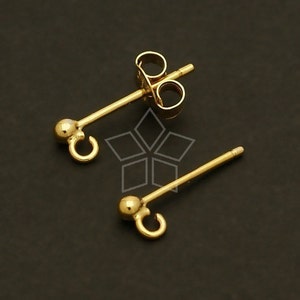 SV-053-GD / 4 st - Örhängen med kulform, miniörhängen med kulform, guld vermeil över 925 sterlingsilver / 2 mm
