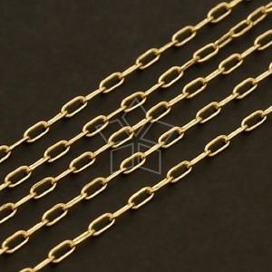 CH-056-GD / 3 meter - Chain 245-4DC, Faceted Mini Oval Link Chain, DiY Jewelry Necklace Making Findings, Gold Plated over Brass / 1.7mm