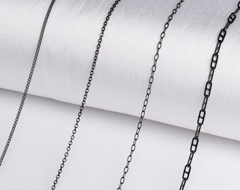 SS01 / 1 meter - Black Stainless Steel Chain for Black Jewelry Necklace Black Bracelet Making Findings / 4 Styles