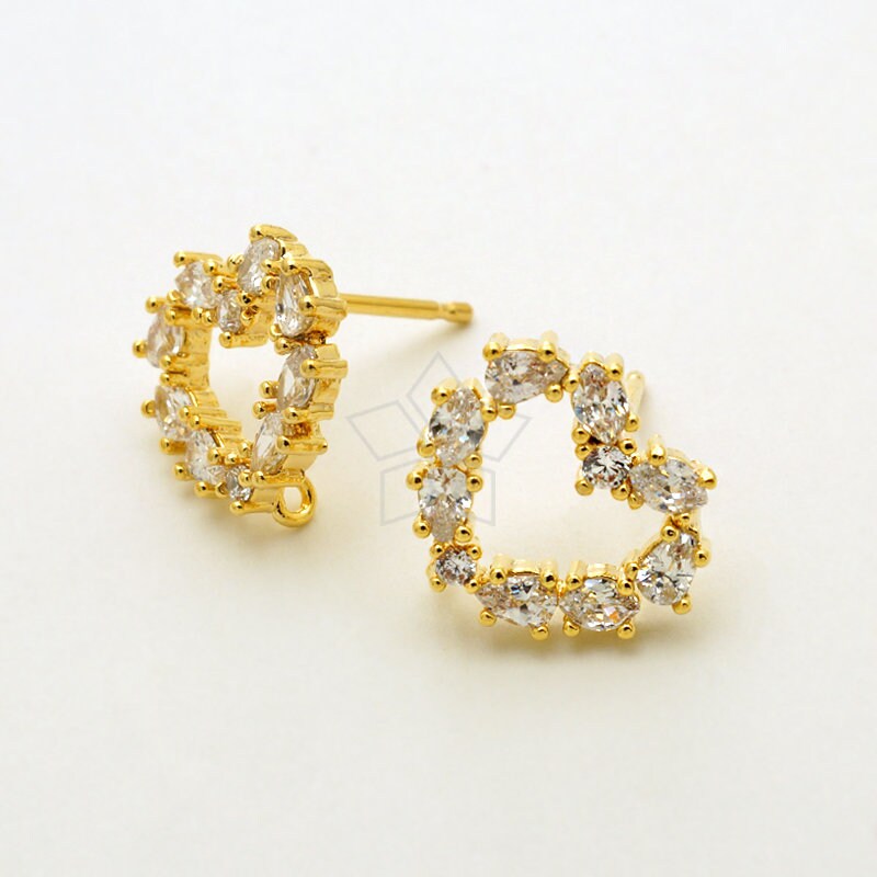 .925 Sterling Silver 9 MM CZ Open Double Heart Post Stud Earrings .925 Sterling Silver 9 MM CZ Open Double Heart Post Stud Earrings