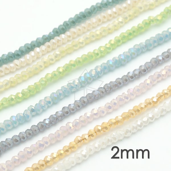 CRT06 / 1 Strand - 2mm Micro Faceted Crystal Rondelle Beads, Small Opal Color Crystal Gemstone Beads, Choose Color / 2mm