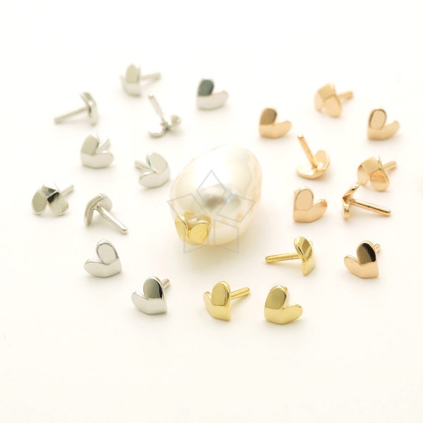 ME-102-OP / 4 Pcs - Mini 3D Heart Bead Hole Cover for Half Drilled Bead Making, Tiny Heart Caps Stopper, Choose Color / 3.6mm