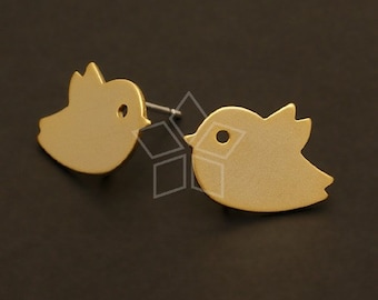 May include: A pair of gold-toned earrings shaped like birds facing each other. The earrings are simple and minimalist in design.