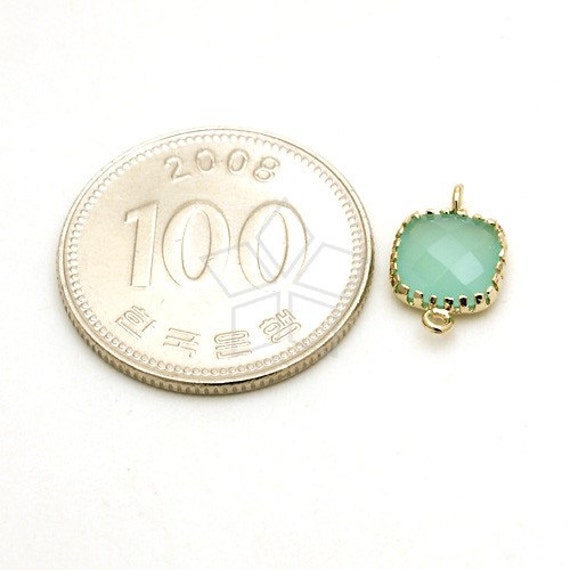 ZC-104-GD / 2個 - クッションカットリムコネクタ（グリーンオパール