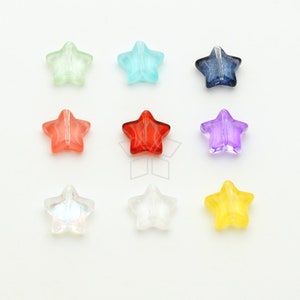 GL22 / 10 Pcs - Aurora Borealis Glass Star Shaped Spacer Beads with Vertical Hole, Jewelry Making Beads, Choose Color / 10x9.4mm