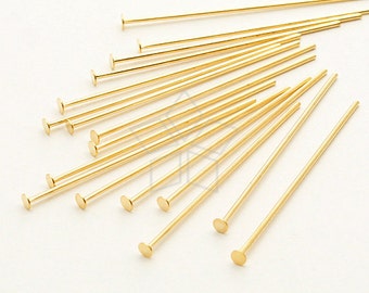 FD-104-GD / 120 Pcs - 22 Gauge Headpins, Gold Plated over Brass, 0.6mm Wire Thickness / 30mm