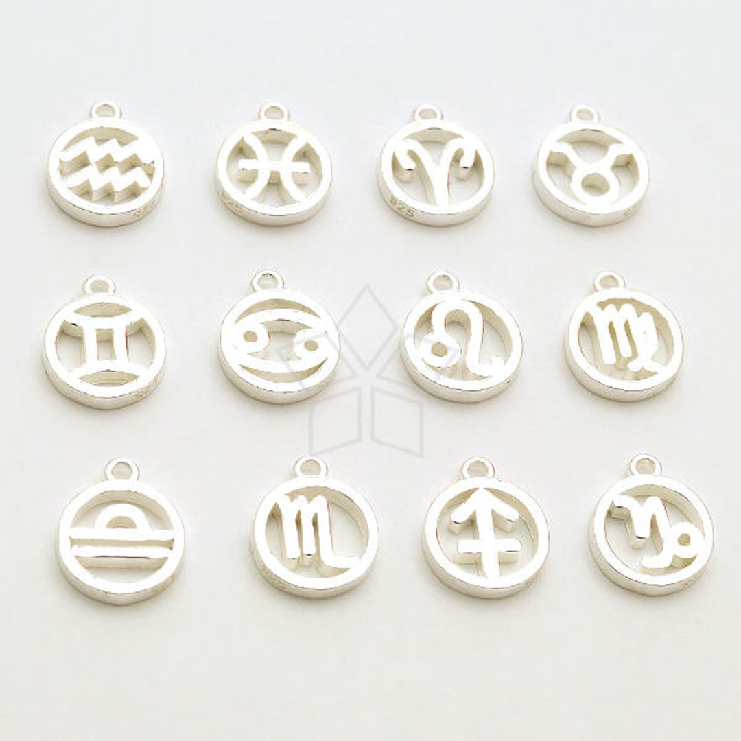 SV-222-SS / 1 Pcs 925 Sterling Silver Zodiac Sign Symbol Charms