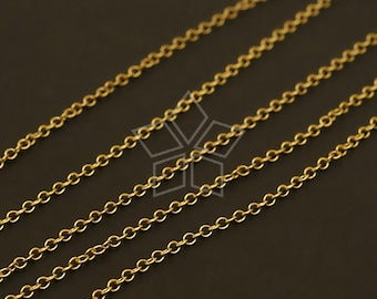 CH-088-GD / 3 meter - Thin Jewelry Chain 230s (Oval Link), Necklace Bracelet Chain Findings, Gold Plated over Brass / 1.25mm