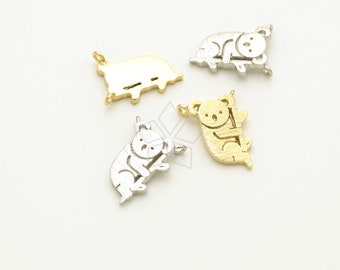PD-3212-OP / 2 Pcs - Koala Charm, Sideways Koala Australian Souvenir Pendant for Necklace, Choose Color! / 8mm x 12mm