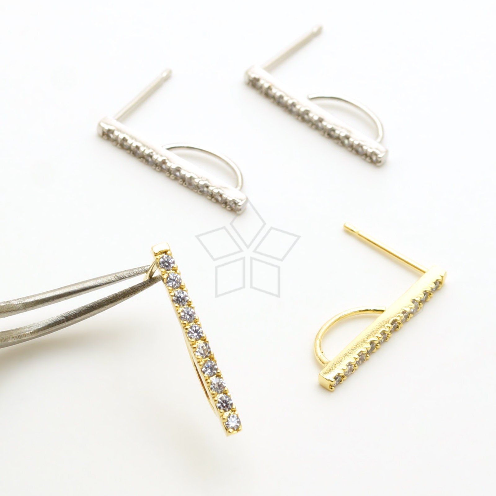 Ear Lobe Hook Earrings Rectangular Suspender Earrings J Earrings Sterling  Silver Stud Dainty Post Earrings Minimalist Studs Gift Bar 0278 