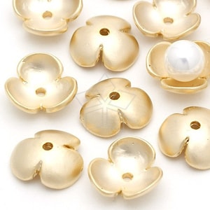 CP-023-MG / 6 pcs Bowl Flower Bead Caps, Pearl Jewelry Findings, Matte Plaqué Or sur étain / 11mm image 1