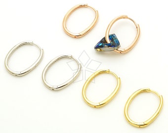 SI-1104-OP / 2 Pcs - Clicker Ring Hoops, Oval Ring Hoop Earrings, Plain Round Ear Hoops, Choose Color! / 12 guage, 20mm