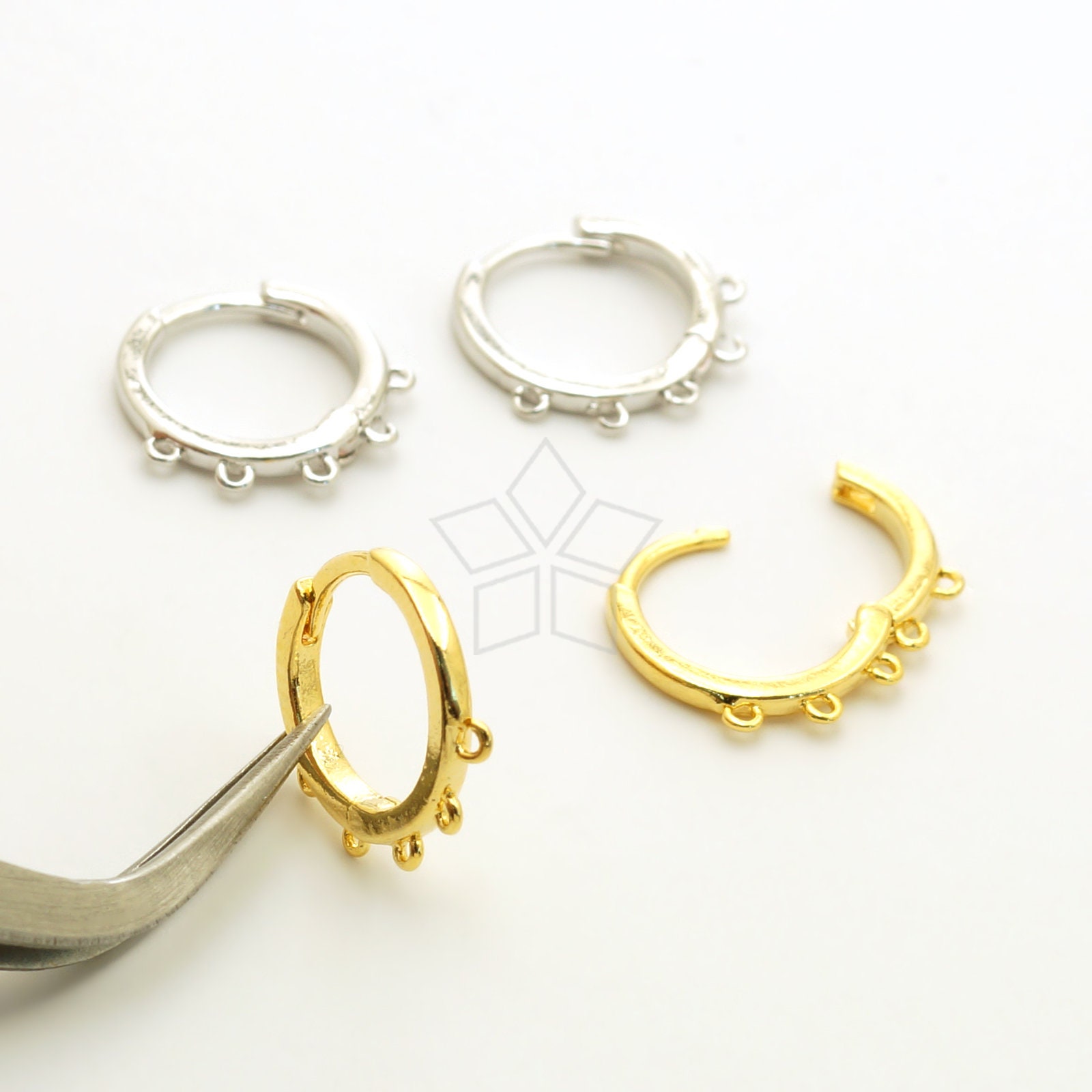 CS-019-OP / 6 Pcs for 1 Strand Fold Over Box Clasp Brass for Bracelet, 6  Sets 6 Buckles and 12 Square Rings, Choose Color / 6x18mm -  Finland