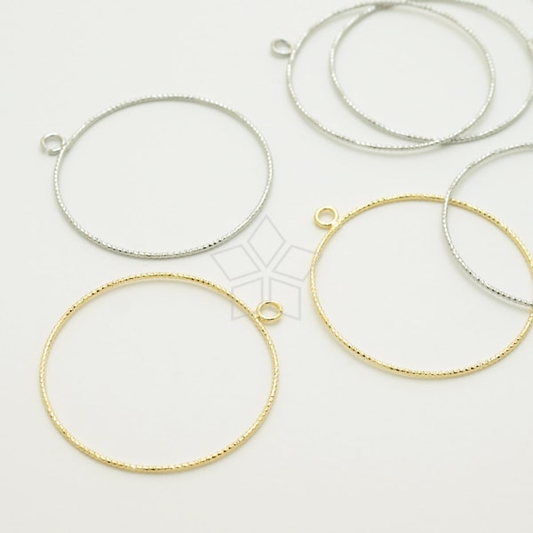 PD-2562-OP / 2 Pcs - New Textured Wire Circle Pendant, Thin Wire Round Hoop Pendant, Choose Color / 30mm