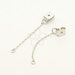 EA-168-OR / 4 Pcs - Ear Studs Back Stoppers with Long Chain and Loop, Silver Plated over Brass / 35mm 