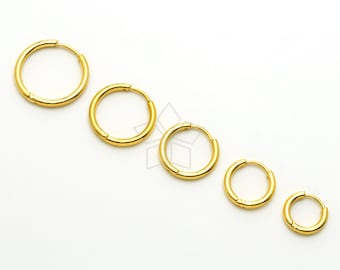 SG120 / 2 pcs - Gold Plated Stainless Steel Hoop Earrings, Waterproof Tarnish Resistant, 8/10/12/14/16mm Hypo-allergenic Surgical Steel