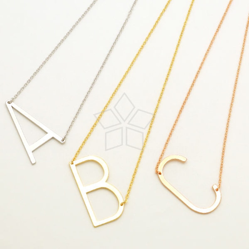 K Sideways Large Initial Pendant for Necklace Silver Plated Brass 20mm x 35mm Upper case Large Letter Pendant IN-776-OR 1 Pcs