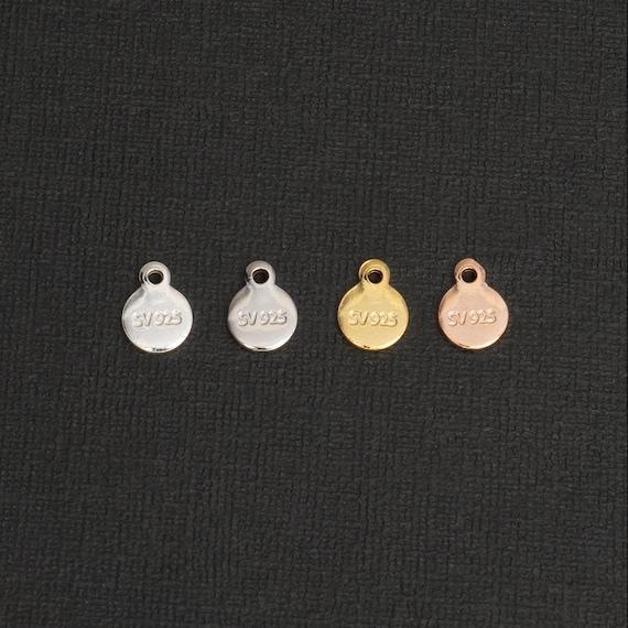 SV-082-OP / 4 Pcs - Mini Quality Tag 925 Sterling Silver, Round 