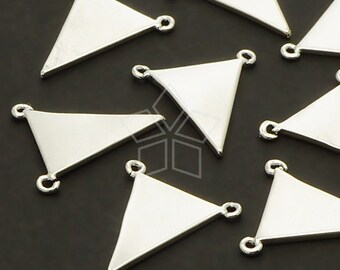 PD-600-OR / 2 Pcs - Thin Triangle Pendant, Two Loops Sideways Triangle Necklace Pendant, Silver Plated over Brass / 13mm x 15mm