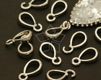 PS-053-OR / 10 Pcs - Simple and  Mini Pendant bail, DiY Pendant Making Findings, Silver Plated over Brass / 2.3mm x 8.3mm