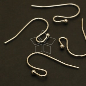 EA-024-OR / 20 Pcs Ball Point Hook Ear Wires, DIY Hook Earrings Findings, Silver Plated over Brass / 20 x 13mm image 1