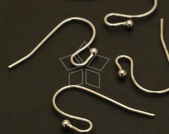 EA-024-OR / 20 Pcs - Ball Point Hook Ear Wires, DIY Hook Earrings Findings, Silver Plated over Brass / 20 x 13mm