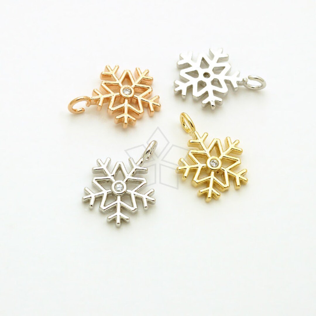 PD-3091-OP / 2 Pcs - Cubiz Zirconia Set Snow Flower Charms