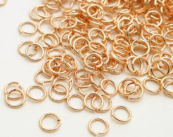 BS-124-RG / 10 Grams - 4mm Jump Rings, Metal Open Jump Rings, Unsoldered, Jewelry Finding, Rose Gold Plated / 23 Gauge(0.6mm)