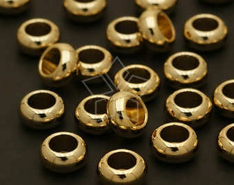 ME-113-GD / 10 Pcs - Smooth Rondelle Bead, Metal Ring Bead Spacer, Gold Plated over Brass / 7mm