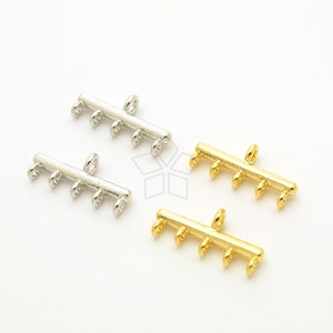 PS-097-OP / 2 Pcs - Simple Bar Six Loops Connectors, 6 Loops Chandelier Link Connector, Choose Color! / 19mm x 8.6mm