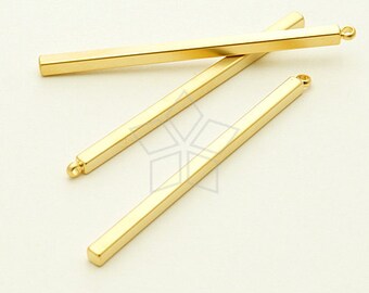 PD-954-MG / 2 Pcs - Long Stick Bar Pendant, Stick Charm, Matte Gold Plated over Brass / 42mm