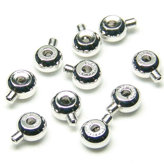 SI-022-OR / 10 Pcs - NEW One Touch Crimp Beads, Bead Necklace Cord End Crimp, Silver Plated over Brass