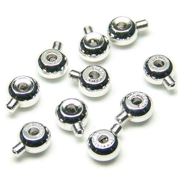 SI-022-OR / 10 Pcs - Nouvelles perles à écraser One Touch, sertissage d'extrémité de cordon de collier de perles, plaqué argent sur laiton, résultats de bijoux à bricoler soi-même / 3,2 mm