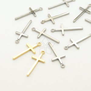 PD-2656-OP / 2 Pcs - Skinny Cross Pendant, Plain Cross, Modern Cross, Simple Cross, Choose Color / 9x21mm