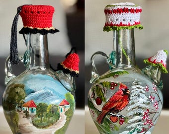 Ready to Ship 800 ml HandPainted Lebanese Water Jug | Christmas Carafe Ibrik | Lebanese Culture | Lebanon Gift