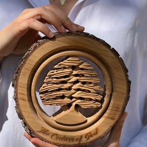 7” Personalized Lebanon Cedar Tree Wood Souvenir | Hand carved Cedar Tree | Gift from Lebanon