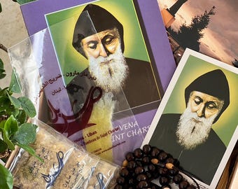 St Charbel Rosary Necklace | Sharbel Makhlouf Rosary Chaplet | Novena booklet, Oil, Incense Saint Charbel of Lebanon Annaya | مار شربل
