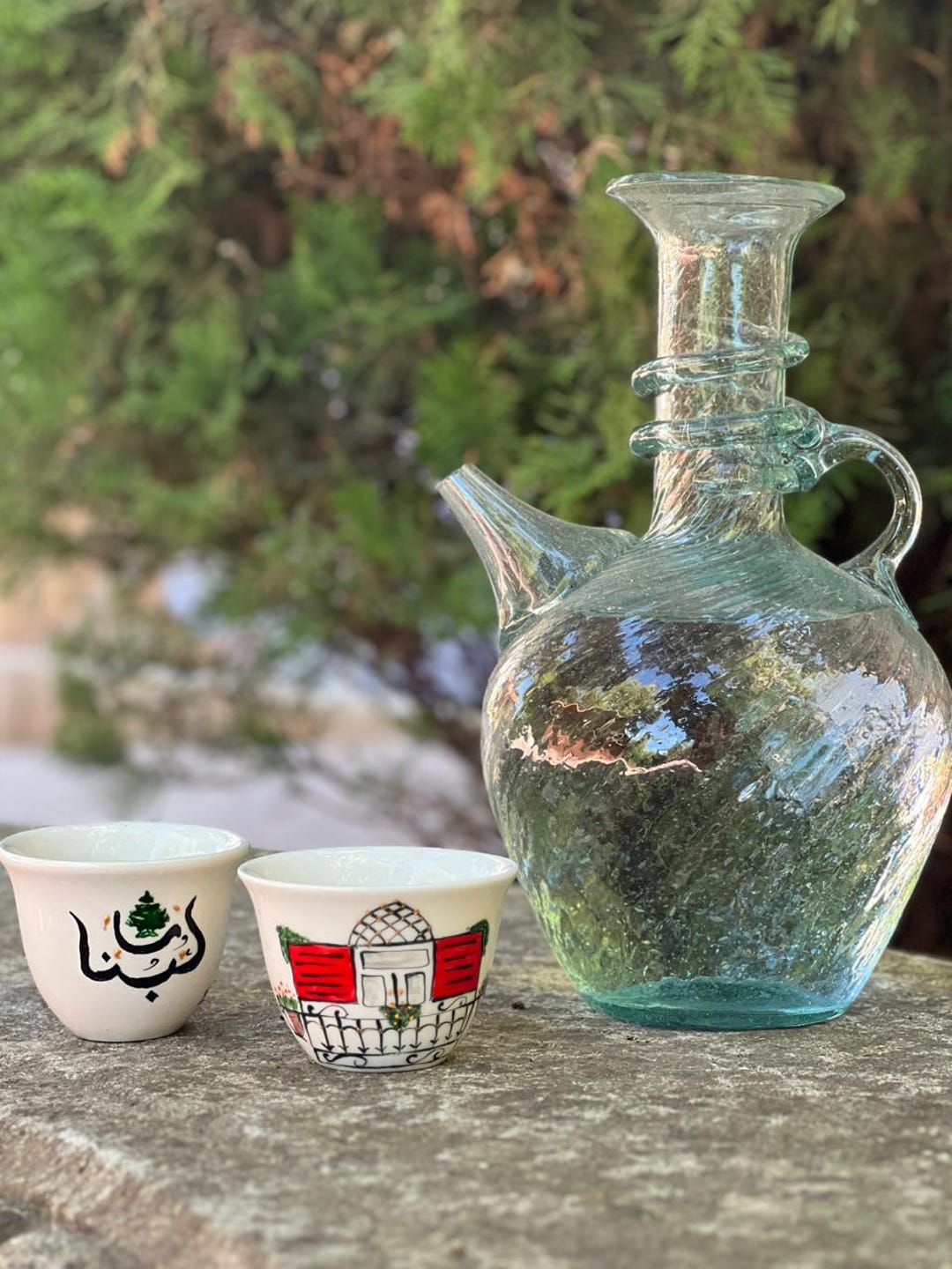 800 Ml Traditional Lebanese Recycled Glass Snake Water Jug | Water