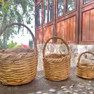 Set of 3 Traditional Lebanese hand-woven baskets | Decorative Wicker Storage Basket | Lebanese Salleh | Lebanon Artisanal Handicraft