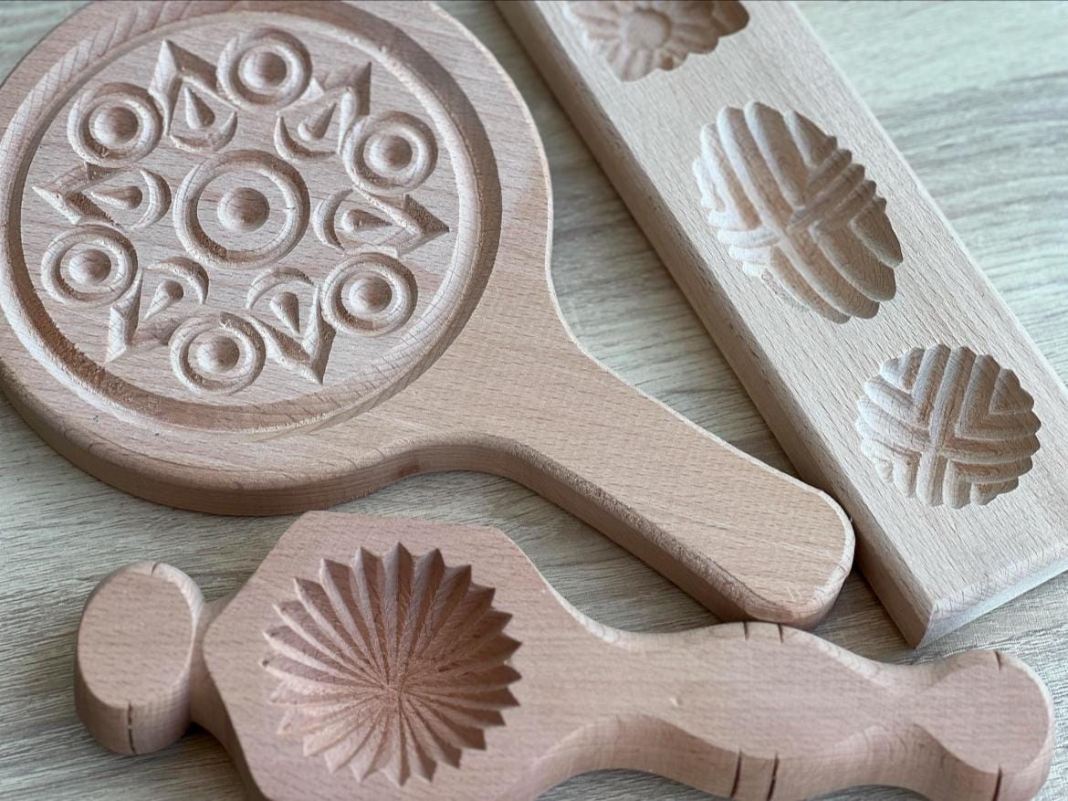 3pcs Traditional Handmade Maamoul Wooden Molds | Middle Eastern