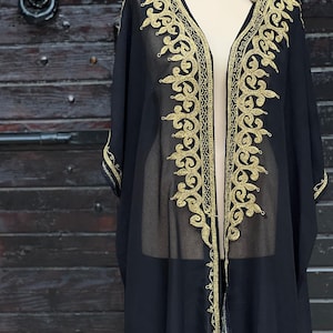 Embroidered Oriental Open front cape | High neck Abaya | Ramadan Abaya | Arabic Woman Kimono | Arabic Dress