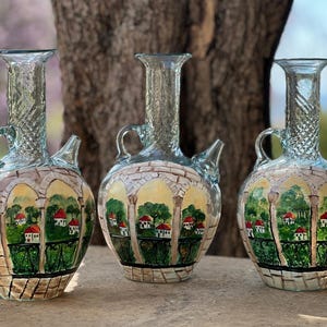1.5L Handpainted Traditional Lebanese Recycled Glass Water Jug Ibrik | Lebanese Architecture | Lebanese Houses | The Triple Arcades