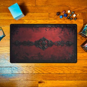 Red Gothic Playmat, Magic the Gathering, Trading Card Game Desk Protector, Card Gamer Gift, Card Game Accessories TCG MTG EDH Commander