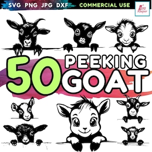 Peeking Goat SVG Bundle: Cute Farm Animal Designs for Cricut & Silhouette (Digital Download)