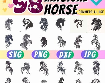 Horse Art SVG Bundle: Mystical Animal Silhouettes for Cricut & Laser Cutting (Digital Download)
